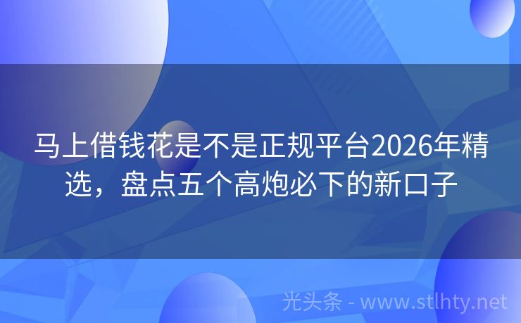 马上借钱花是不是正规平台2026年精选，盘点五个高炮必下的新口子