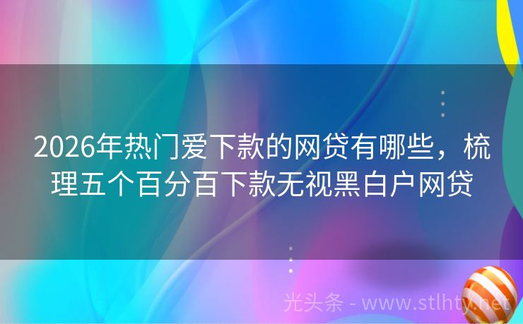 2026年热门爱下款的网贷有哪些，梳理五个百分百下款无视黑白户网贷