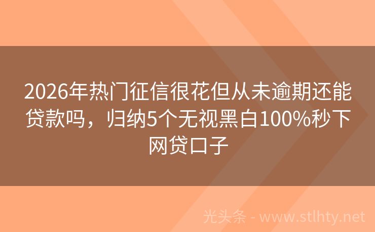 2026年热门征信很花但从未逾期还能贷款吗,归纳5个无视黑白100%秒下网贷口子