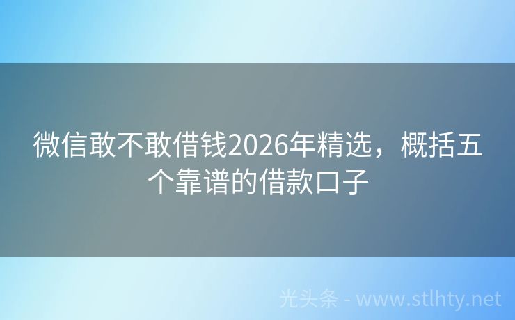微信敢不敢借钱2026年精选，概括五个靠谱的借款口子