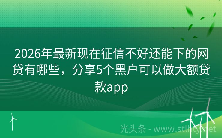 2026年最新现在征信不好还能下的网贷有哪些，分享5个黑户可以做大额贷款app