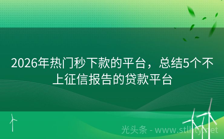 2026年热门秒下款的平台,总结5个不上征信报告的贷款平台