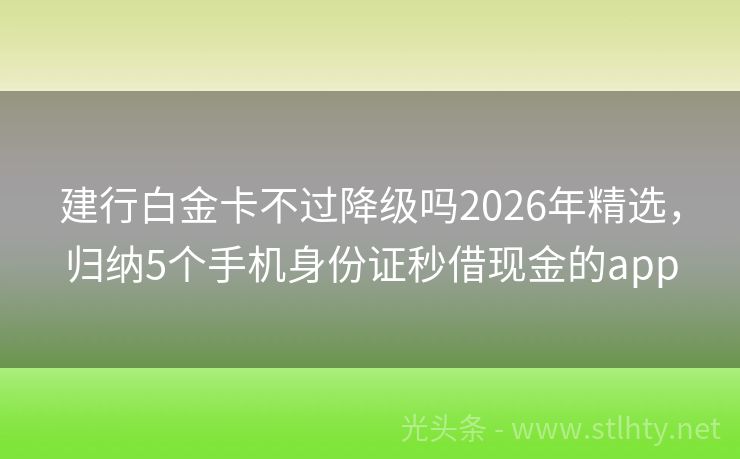 建行白金卡不过降级吗2026年精选,归纳5个手机身份证秒借现金的app