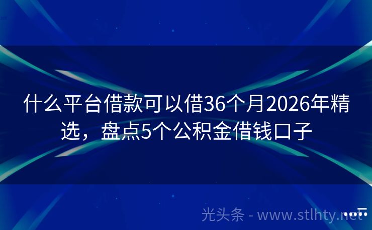 什么平台借款可以借36个月2026年精选,盘点5个公积金借钱口子