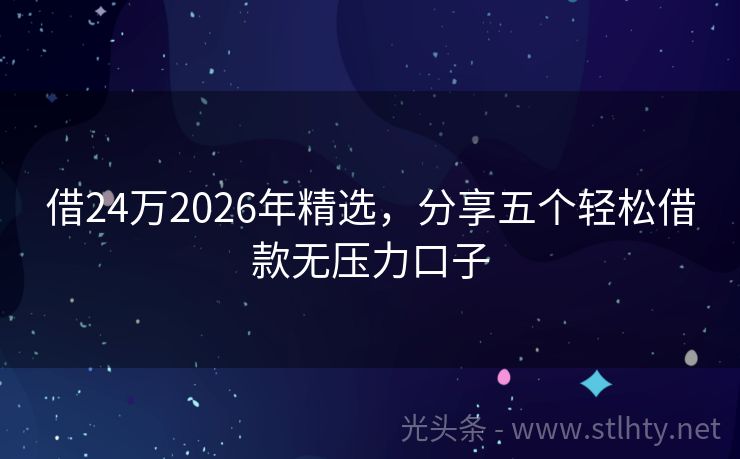 借24万2026年精选，分享五个轻松借款无压力口子