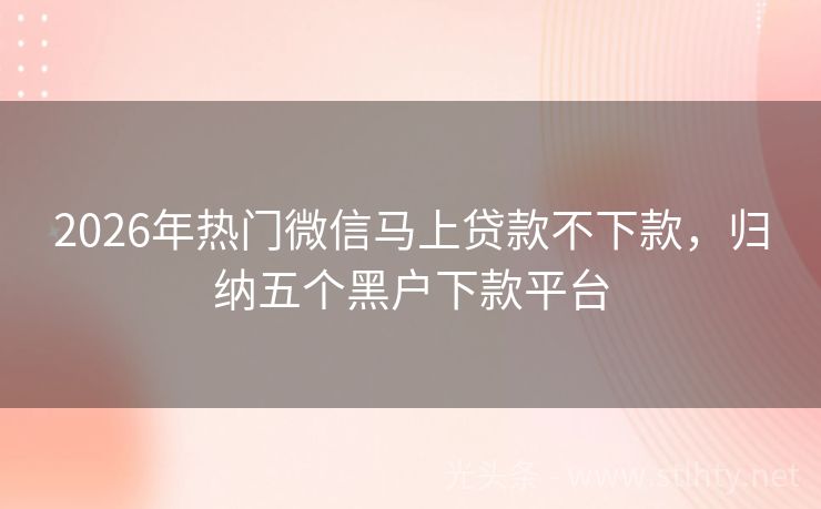 2026年热门微信马上贷款不下款,归纳五个黑户下款平台