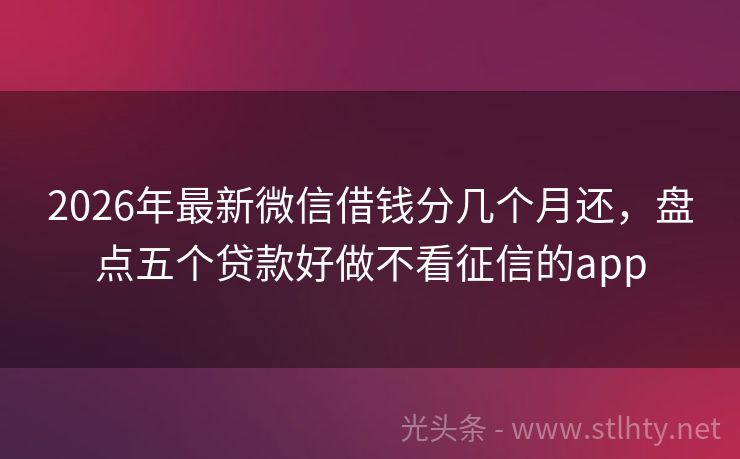 2026年最新微信借钱分几个月还，盘点五个贷款好做不看征信的app