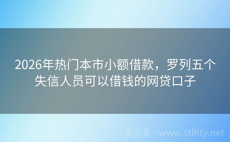 2026年热门本市小额借款，罗列五个失信人员可以借钱的网贷口子