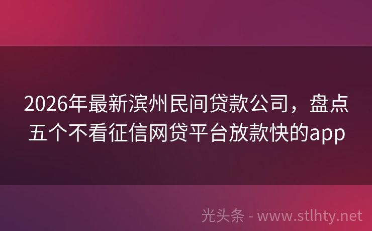 2026年最新滨州民间贷款公司,盘点五个不看征信网贷平台放款快的app