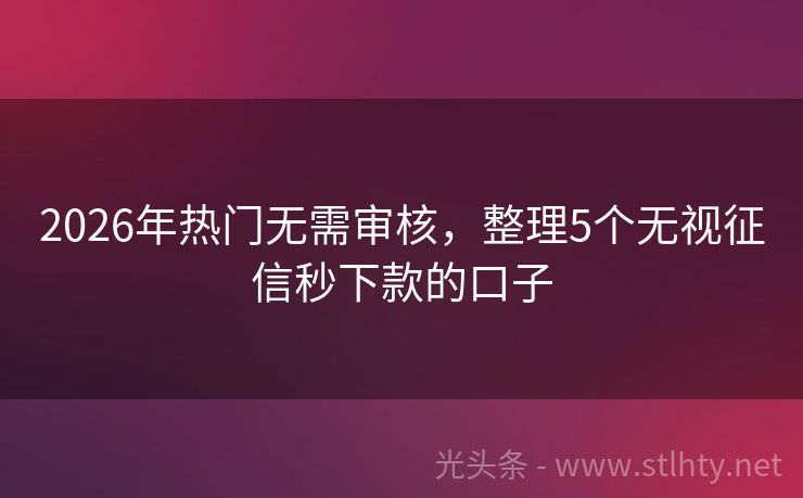 2026年热门无需审核,整理5个无视征信秒下款的口子