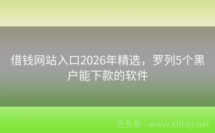 借钱网站入口2026年精选,罗列5个黑户能下款的软件
