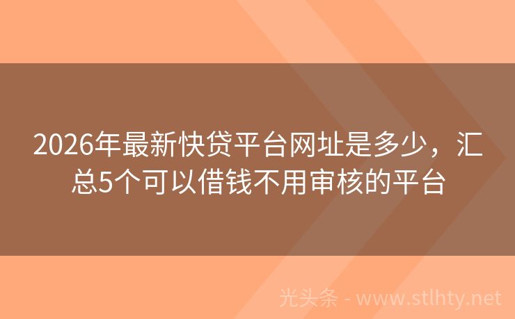 2026年最新快贷平台网址是多少，汇总5个可以借钱不用审核的平台