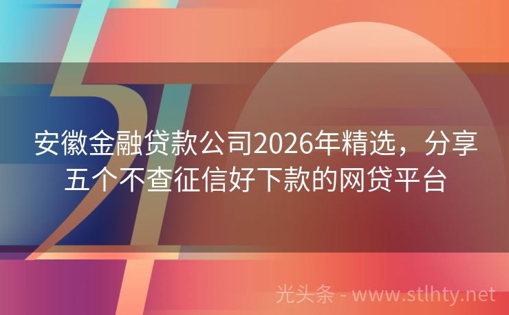 安徽金融贷款公司2026年精选,分享五个不查征信好下款的网贷平台