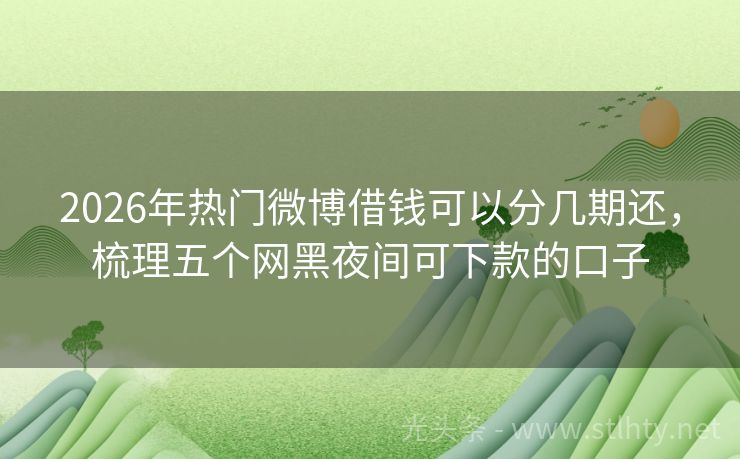 2026年热门微博借钱可以分几期还,梳理五个网黑夜间可下款的口子