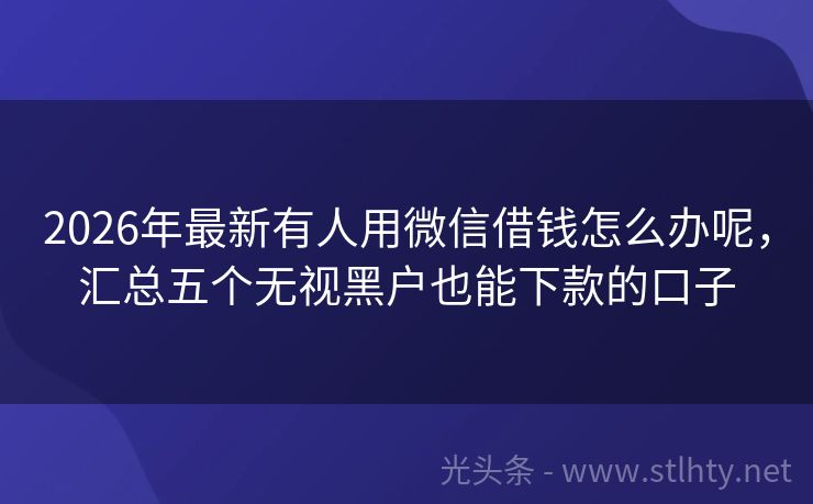 2026年最新有人用微信借钱怎么办呢,汇总五个无视黑户也能下款的口子