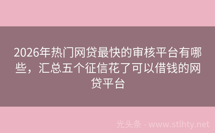 2026年热门网贷最快的审核平台有哪些,汇总五个征信花了可以借钱的网贷平台