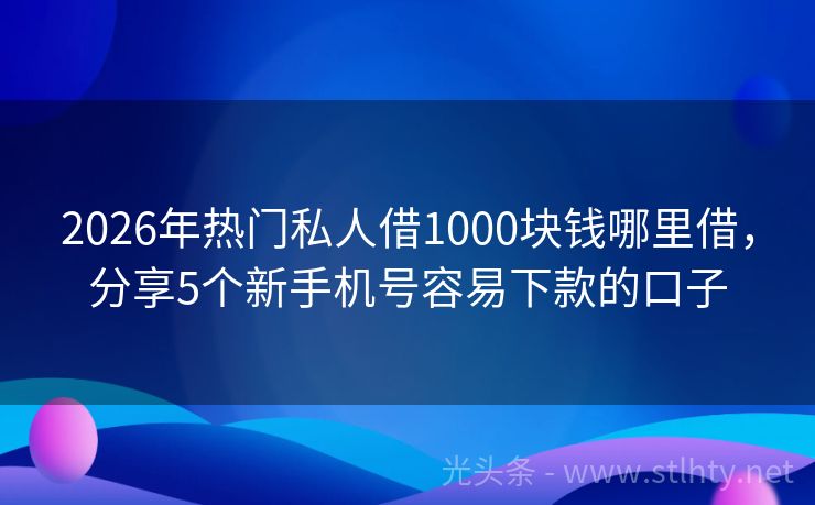 2026年热门私人借1000块钱哪里借,分享5个新手机号容易下款的口子