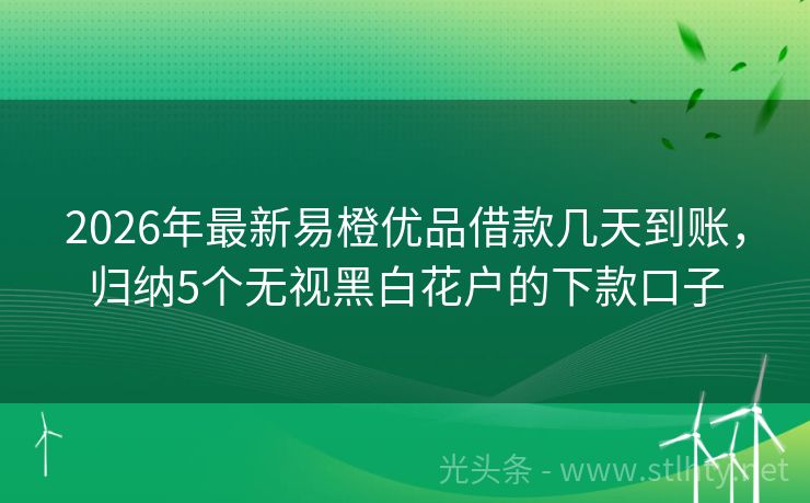 2026年最新易橙优品借款几天到账,归纳5个无视黑白花户的下款口子