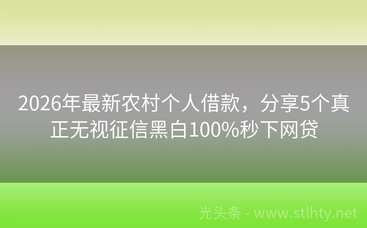 2026年最新农村个人借款,分享5个真正无视征信黑白100%秒下网贷