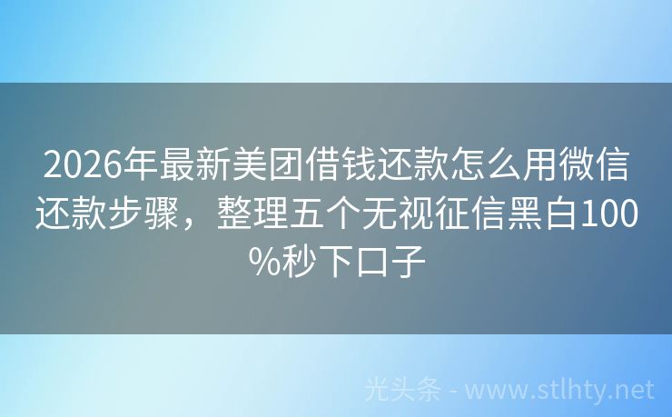 2026年最新美团借钱还款怎么用微信还款步骤,整理五个无视征信黑白100%秒下口子