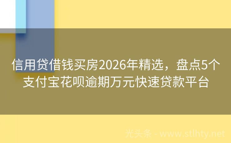 信用贷借钱买房2026年精选，盘点5个支付宝花呗逾期万元快速贷款平台