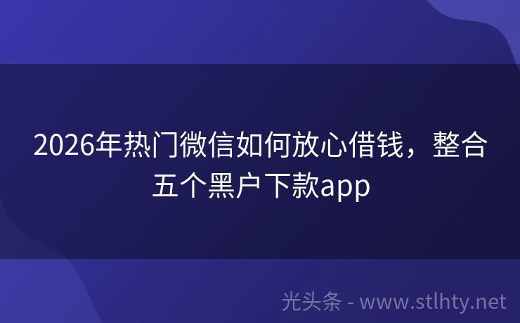 2026年热门微信如何放心借钱,整合五个黑户下款app