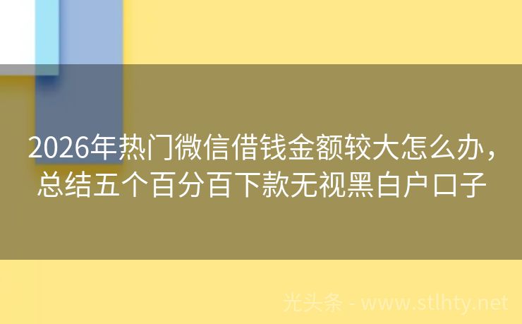 2026年热门微信借钱金额较大怎么办,总结五个百分百下款无视黑白户口子