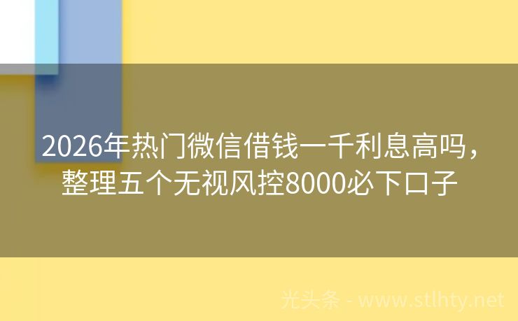 2026年热门微信借钱一千利息高吗，整理五个无视风控8000必下口子