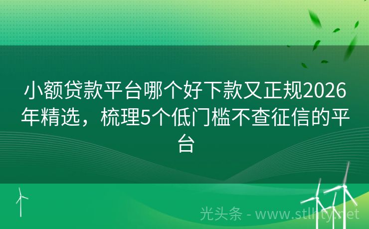 小额贷款平台哪个好下款又正规2026年精选,梳理5个低门槛不查征信的平台
