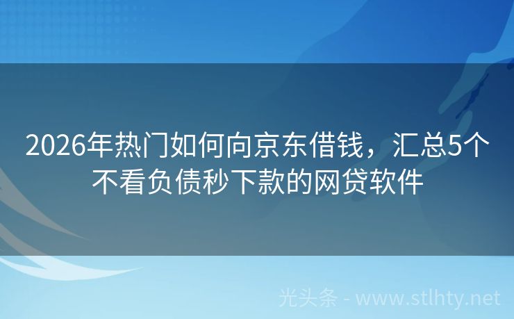 2026年热门如何向京东借钱,汇总5个不看负债秒下款的网贷软件
