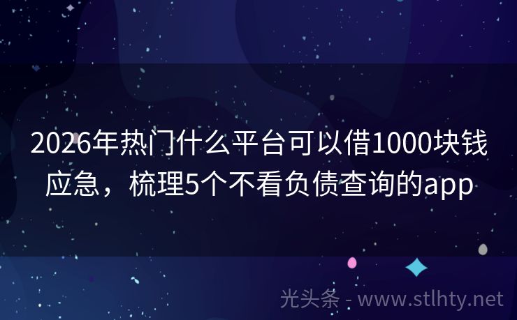 2026年热门什么平台可以借1000块钱应急，梳理5个不看负债查询的app