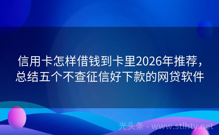 信用卡怎样借钱到卡里2026年推荐,总结五个不查征信好下款的网贷软件