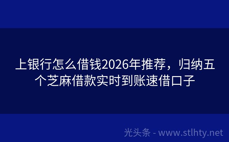 上银行怎么借钱2026年推荐,归纳五个芝麻借款实时到账速借口子
