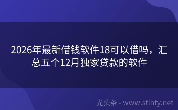 2026年最新借钱软件18可以借吗,汇总五个12月独家贷款的软件