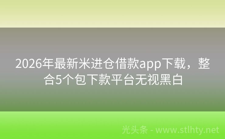 2026年最新米进仓借款app下载，整合5个包下款平台无视黑白