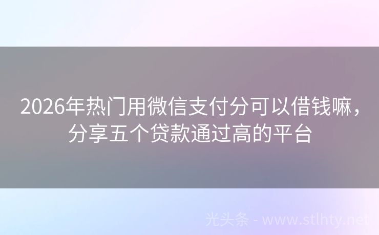 2026年热门用微信支付分可以借钱嘛,分享五个贷款通过高的平台