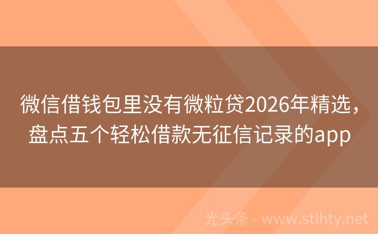 微信借钱包里没有微粒贷2026年精选,盘点五个轻松借款无征信记录的app