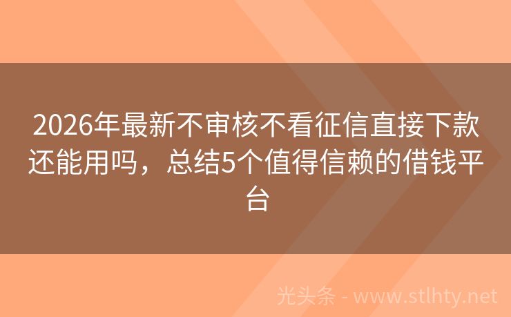 2026年最新不审核不看征信直接下款还能用吗,总结5个值得信赖的借钱平台