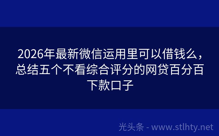 2026年最新微信运用里可以借钱么,总结五个不看综合评分的网贷百分百下款口子