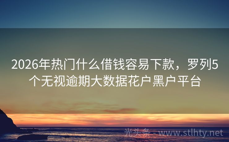 2026年热门什么借钱容易下款,罗列5个无视逾期大数据花户黑户平台