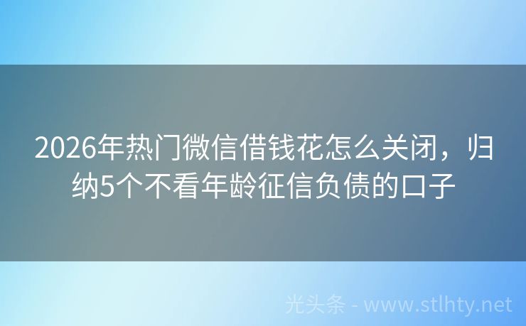 2026年热门微信借钱花怎么关闭,归纳5个不看年龄征信负债的口子
