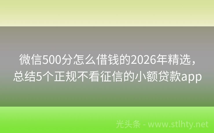 微信500分怎么借钱的2026年精选，总结5个正规不看征信的小额贷款app