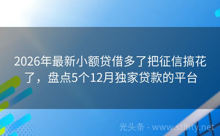 2026年最新小额贷借多了把征信搞花了，盘点5个12月独家贷款的平台