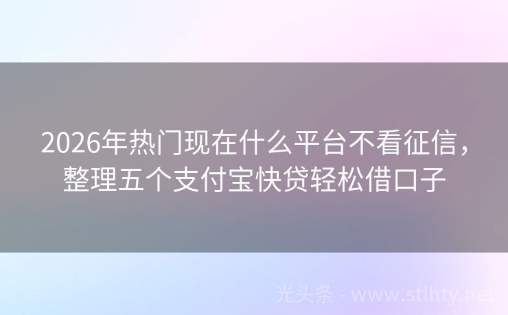 2026年热门现在什么平台不看征信，整理五个支付宝快贷轻松借口子