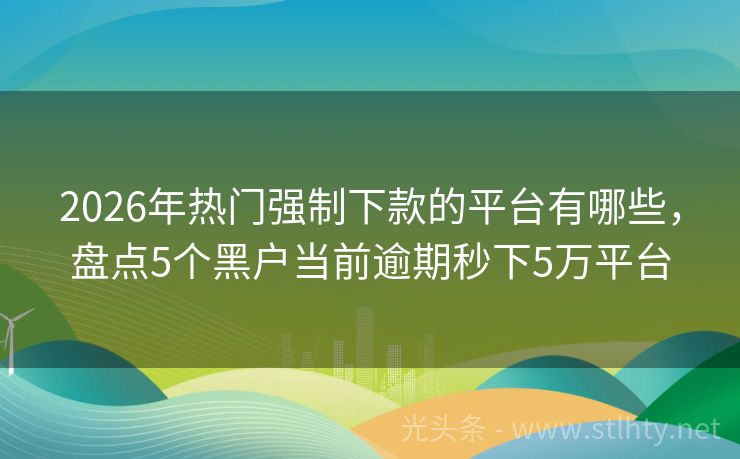 2026年热门强制下款的平台有哪些,盘点5个黑户当前逾期秒下5万平台