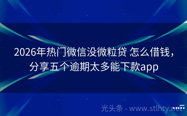 2026年热门微信没微粒贷 怎么借钱,分享五个逾期太多能下款app