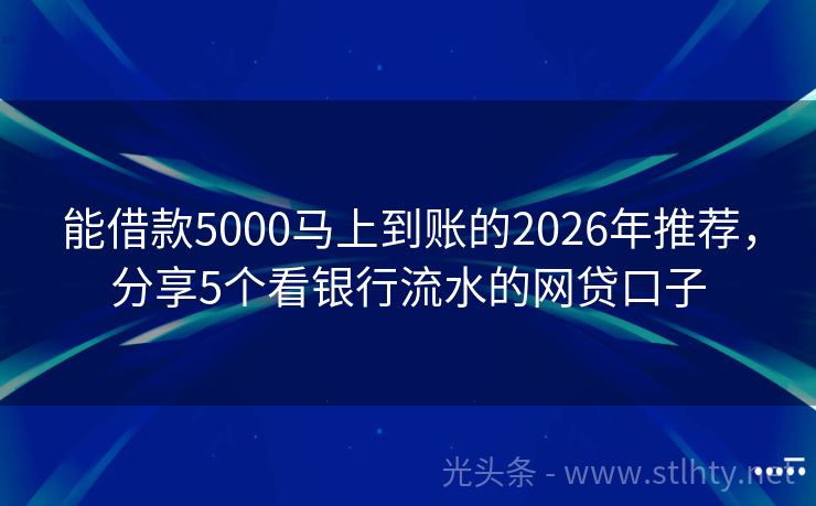 能借款5000马上到账的2026年推荐,分享5个看银行流水的网贷口子