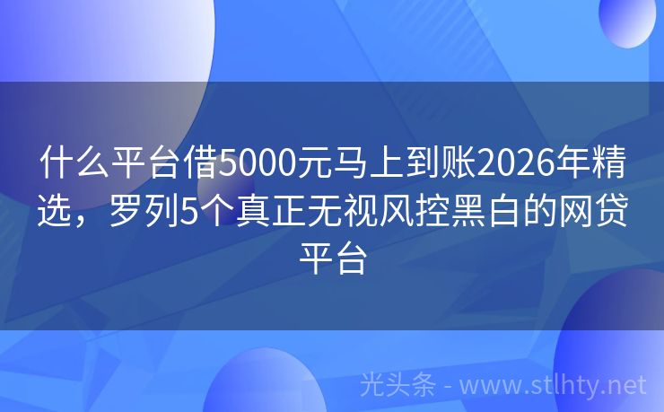 什么平台借5000元马上到账2026年精选,罗列5个真正无视风控黑白的网贷平台
