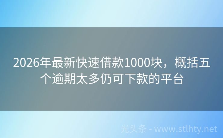 2026年最新快速借款1000块,概括五个逾期太多仍可下款的平台