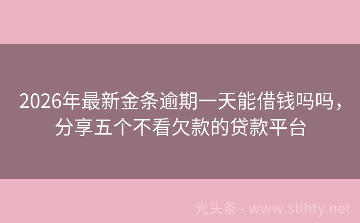 2026年最新金条逾期一天能借钱吗吗，分享五个不看欠款的贷款平台